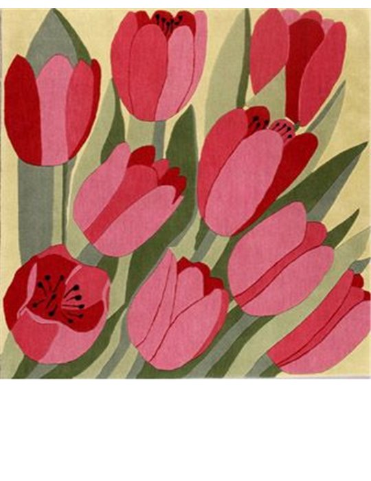 Handtuftad Ullmatta Floral Tulpan Färg: Tulpan Storlek: 150x150
